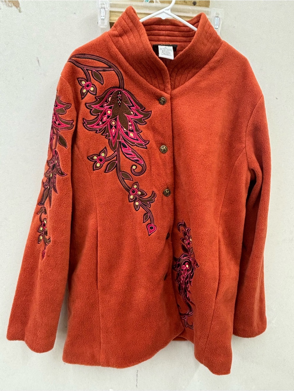 Vtg Bob Mackie wearable art embroidered Fleece jacket size XL
